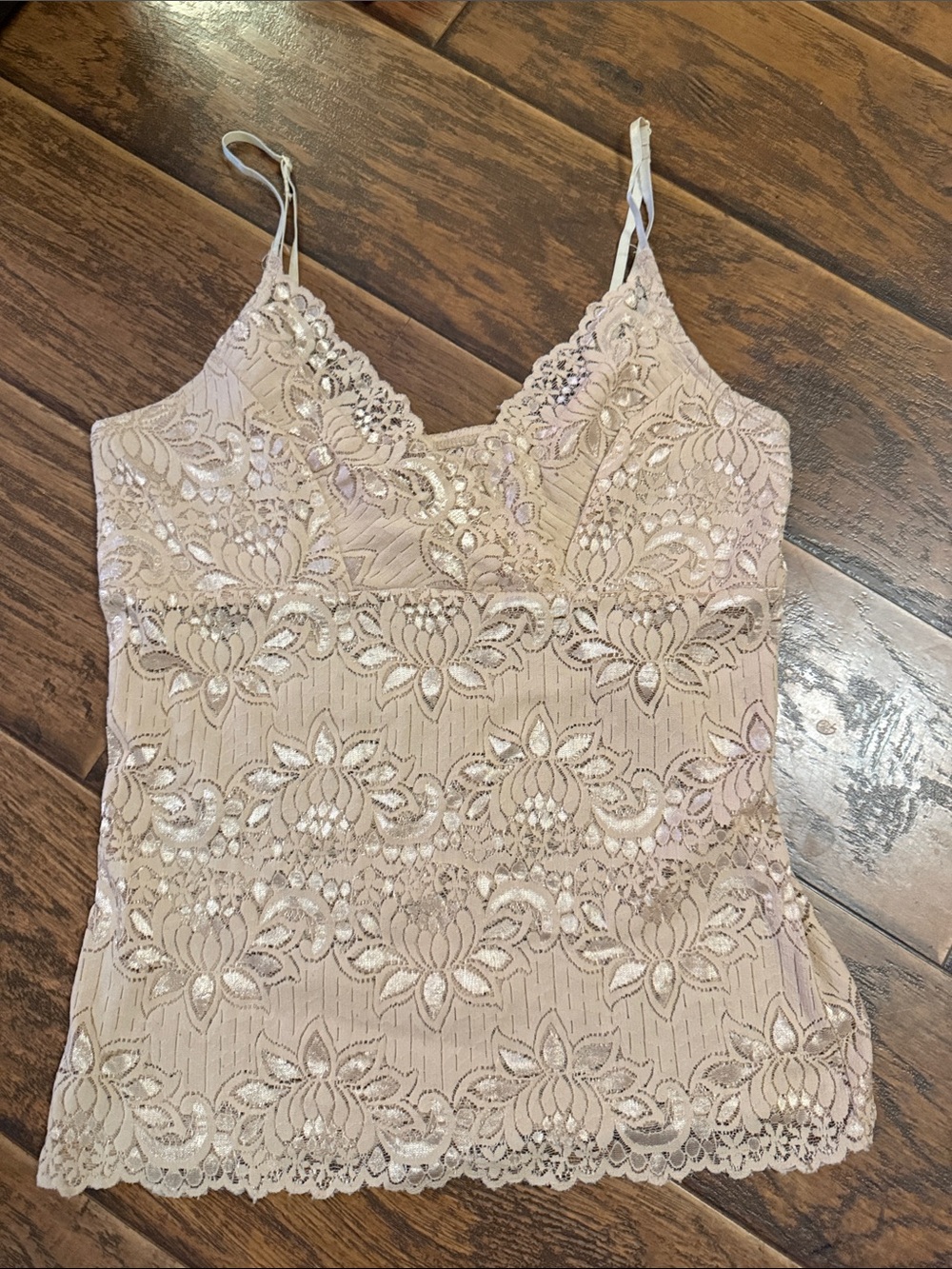 Lace V-Neck Cami Tank Top in Light Blush